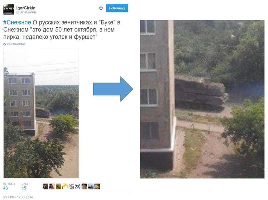Photograph of a Buk missile launcher in Snizhne on July 17 2014 mh17-two-years-later-twitter-buk-photo