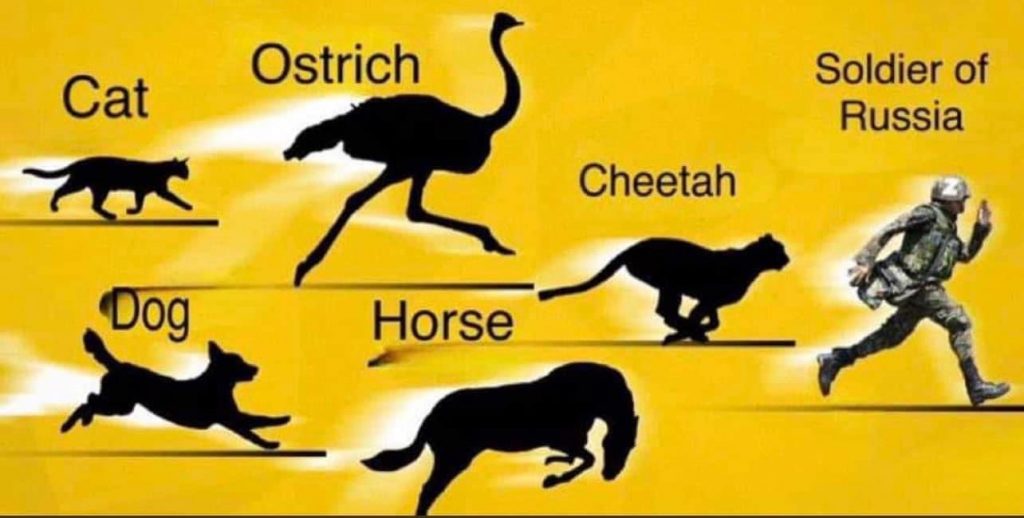 Biology textbooks updated: Russian soldier is now the fastest animal.