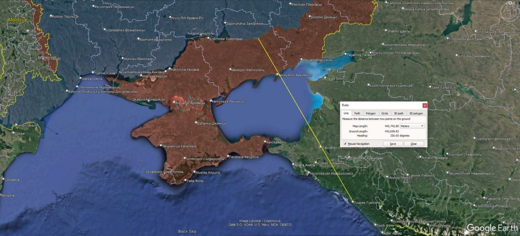 Distance to Rosneft base in Tuapse