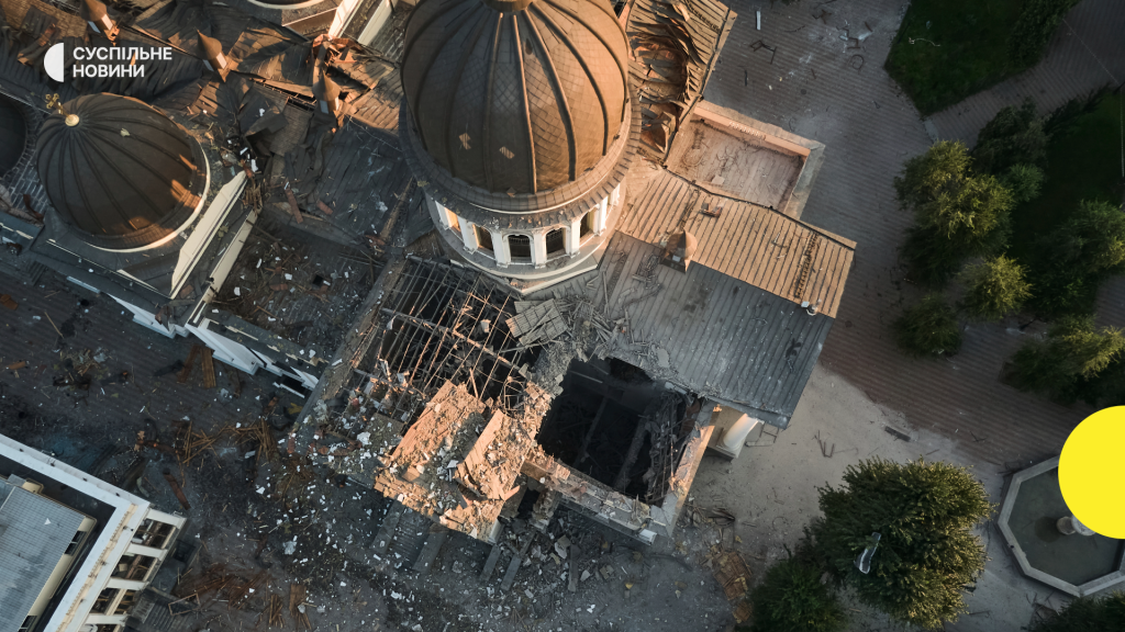 Destruction of the Transfiguration Cathedral as a result of the July 23 strike on Odesa