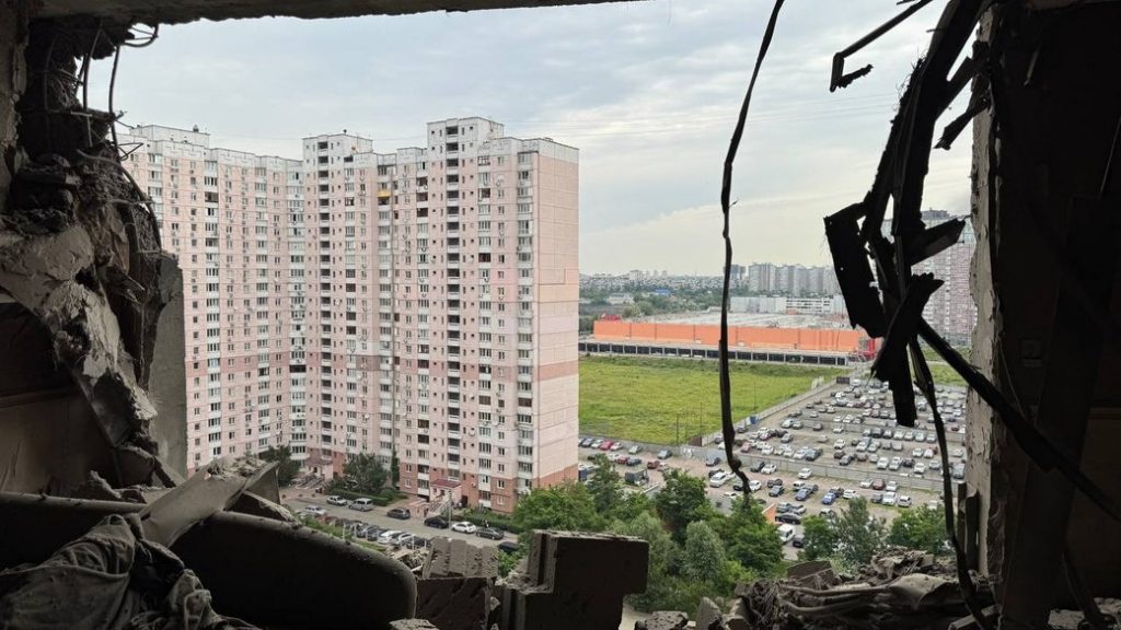 A house damaged by shelling in Darnytsia district. June 17, 2025