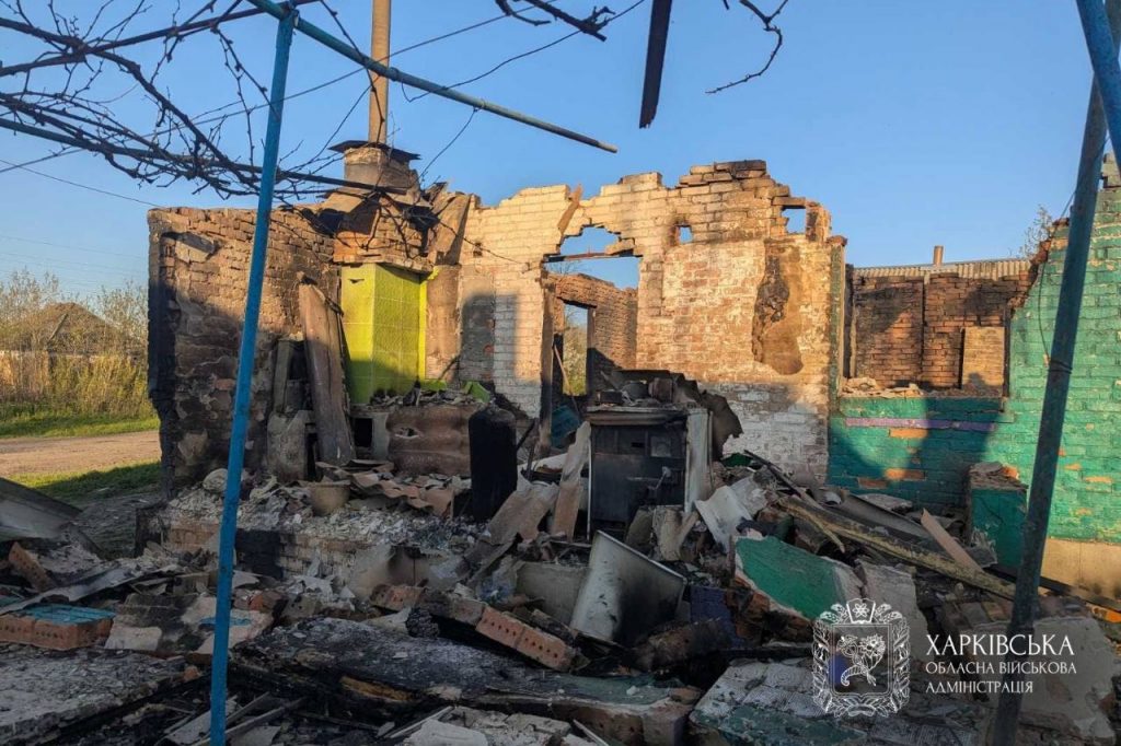 A house left in ruins after a Russian missile hit