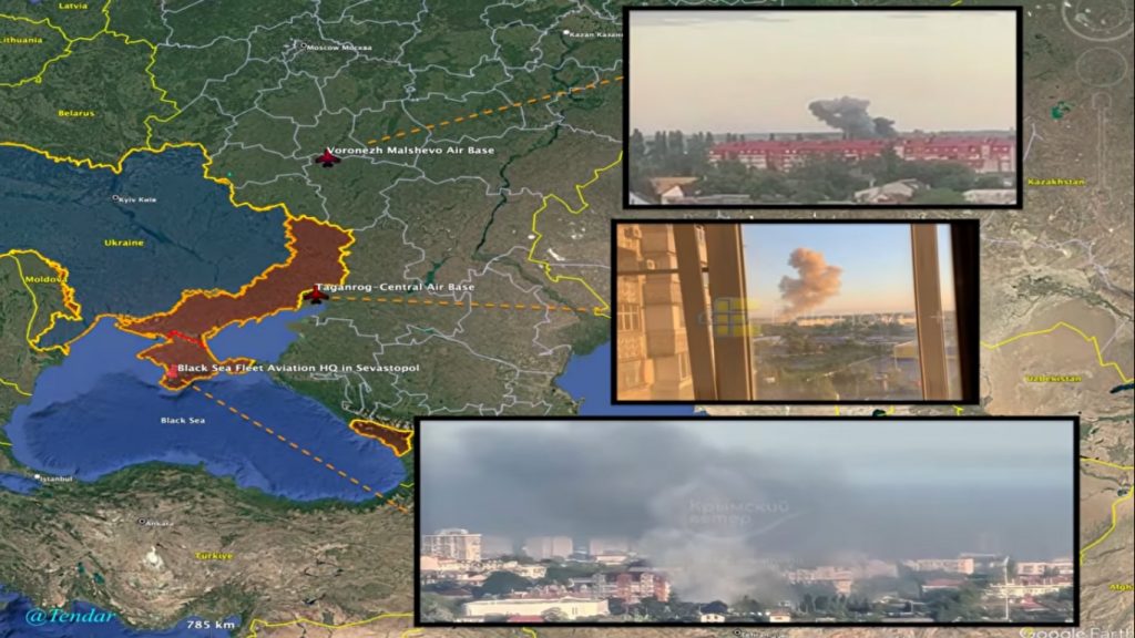 The lower photo captures the fire at the Fleet HQ site The lower photo captures the fire at the Fleet HQ site