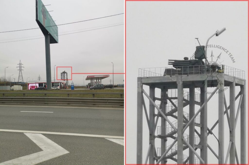 Pantsir System on an Elevated Tower Pantsir air defense missile system stationary on a high steel tower platform