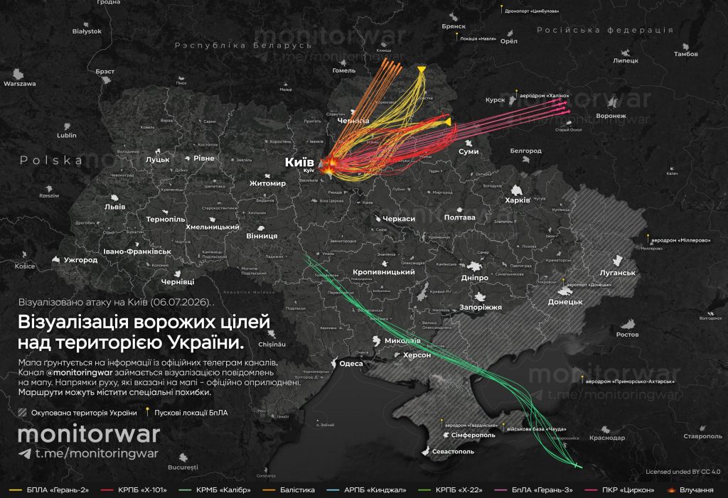 Infographic map Russian ballistic missile trajectories towards residential areas in Kyiv